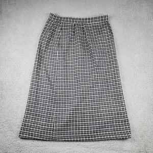Vintage Jennifer Moore Skirt 34" L Black Maxi Wool Houndstooth Cottage Goth